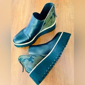 All Black Lug Sole Leather Booties - 37